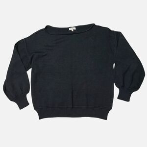 Miracle USA Sweater Women's Boxy Balloon Sleeve Boat Neck Size M/L Black